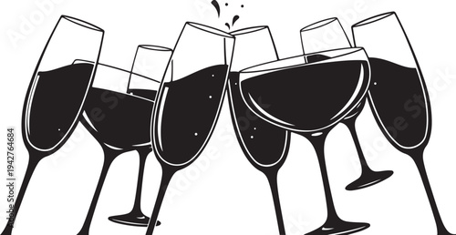 Wine Glasses Clinking Together in Celebration Moment