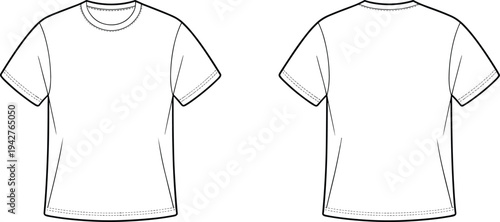 White t- shirt front and back view with short sleeves and round neckline t-shirt clothing 2 apparel
