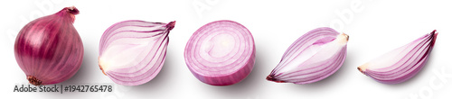 Fotografia Red onions on white background.