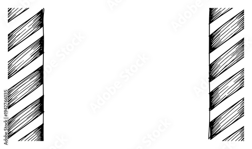 Industrial Danger Stripe Border Frame Hand Drawn Sketch Vector Illustration with Copy Space for Text and Warning Messages