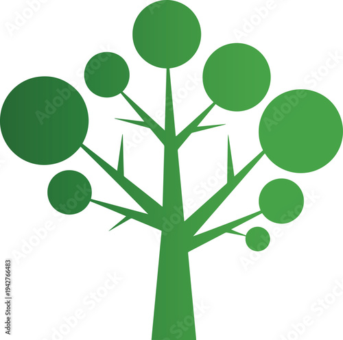Green tree with round leaves vector graphic