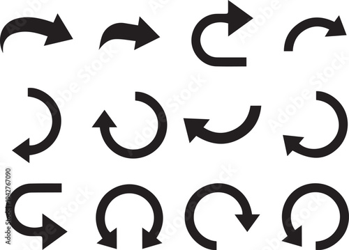 Curve arrow icon set design, vector illustration art sign and symbol. 