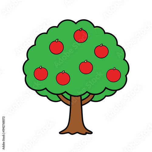 Apple fruit tree cartoon vector illustration isolated icon