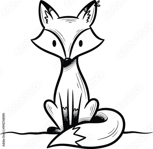 A cute cartoon fox sitting on the ground looking adorable