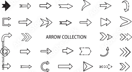 Set of 30 arrow icons vector, black and white