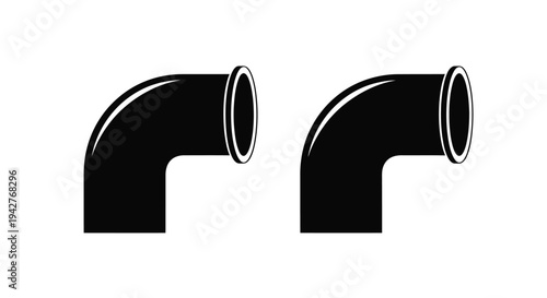 Two black pipe elbows shown in a simple graphic style