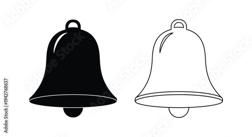 Two bell illustrations one solid black and one outlined in white