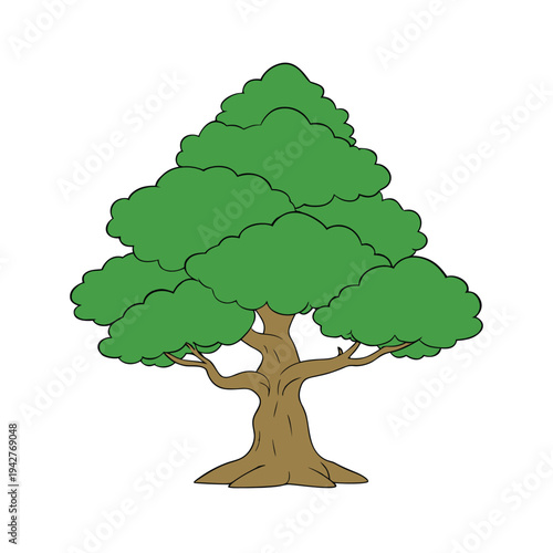 Bonsai style small tree cartoon vector illustration icon