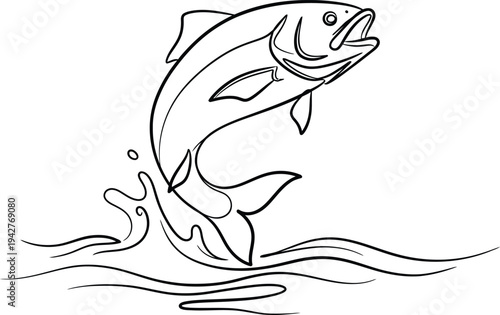 A jumping fish out of water in a dynamic illustration