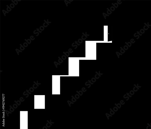 Stylized vector staircase and open door on black background for psychological classes.