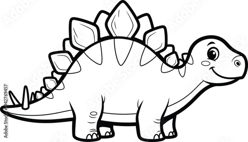 Smiling stegosaurus dinosaur cartoon character