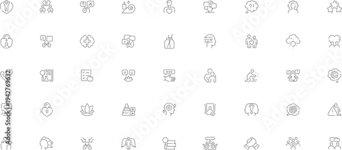 Human Emotion and Social Interaction Line Icon Set – Relationship and Communication Outline Icons