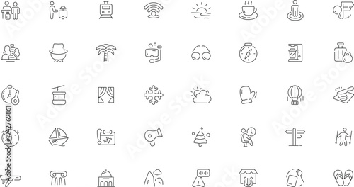 Lifestyle and Everyday Activity Line Icon Set – Daily Life and Modern Living Outline Icons