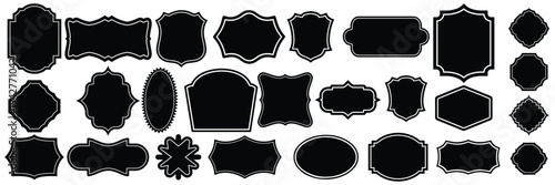 Black and white decorative label frames set – vintage badge, border and tag shapes vector	