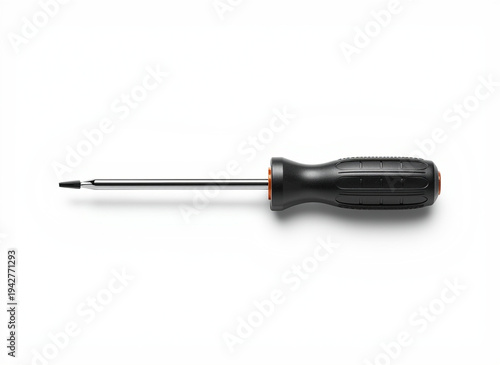 A detailed screwdriver isolated on a white background, construction hand tool with ergonomic handle