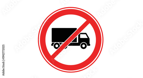 No trucks allowed road sign flat vector icon