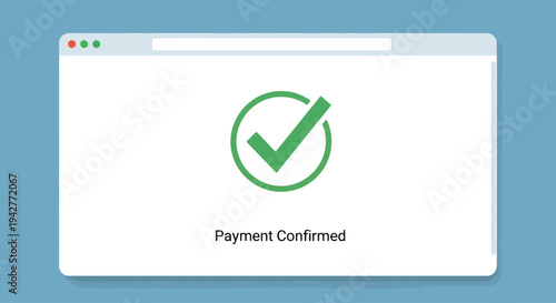 Online payment confirmation screen with green checkmark icon