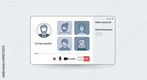 Online video conference call interface with diverse business people