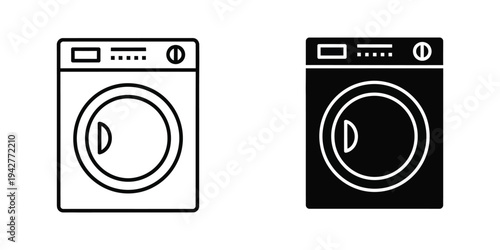Washing Machine Icon Set Appliance Home Laundry