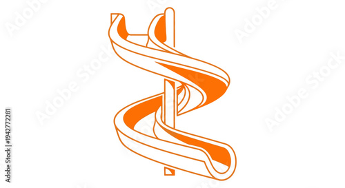Orange spiral slide icon for water park or playground