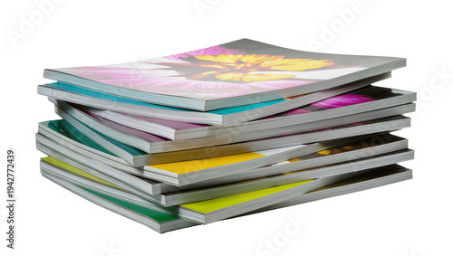 Принти на полотні Isolated stack of magazines with colorful covers, creative design and print publ