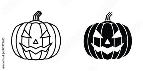 Halloween Jack O Lantern Pumpkin Icon Vector
