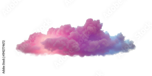 A vibrant pink and purple cloud formation isolated on a clean white background