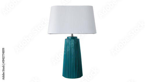 Canvas Print Isolated teal blue table lamp with lampshade for living room, bedroom or home de