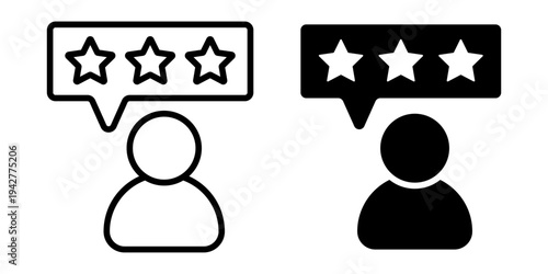 Vector isolated Customer Rating icon set in black outline and fill