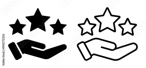 Vector isolated Customer Rating icon set in black outline and fill