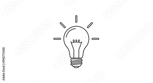 Outline light bulb icon with radiating idea lines