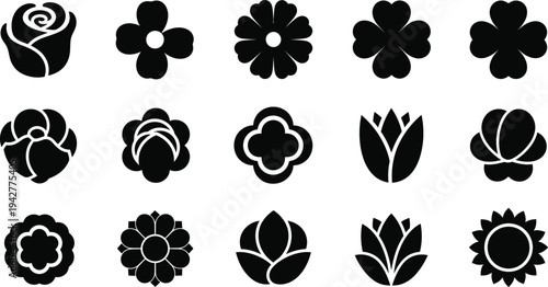 Black and white flower flowers silhouettes 1 floral