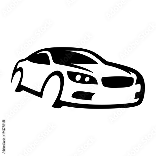 Logo concesionario de coches. Icono con dibujo con líneas de un vehículo de lujo