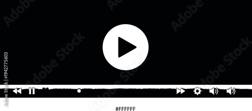 Modern media player interface with a play button highlighted on a black background