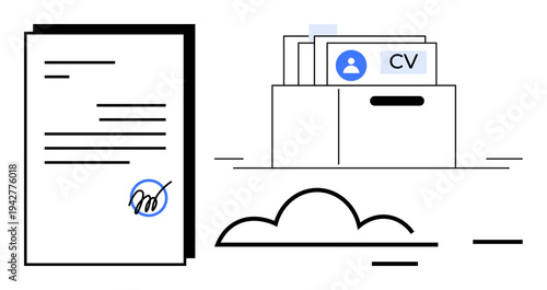 Recruitment concept. Digital tools for recruitment streamline CV storage and secure document management. Recruitment processes ensure organization and fast applicant tracking. For HR, personnel