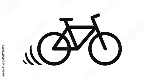 Vector Outline Icon of a Dynamic Bicycle in Motion, Symbolizing Active Transport