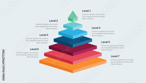 Seven Layer Isometric Pyramid Infographic For Business Hierarchy