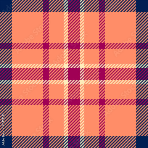 Plank tartan seamless pattern, gingham texture check plaid. Continuity textile fabric background vector in red and pink colors.