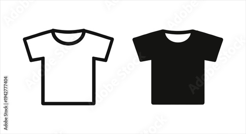 Collection of minimalistic T-shirt icons, ideal for fashion and garment graphics