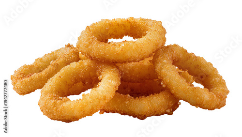 Photos Isolated crispy golden onion rings, fried food, ready to eat, appetizer, snack,