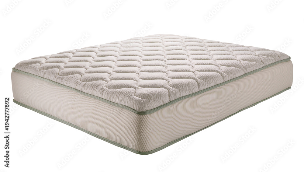 Naklejka premium Isolated mattress with quilted top, comfortable bedding for rest and sleep, indoors