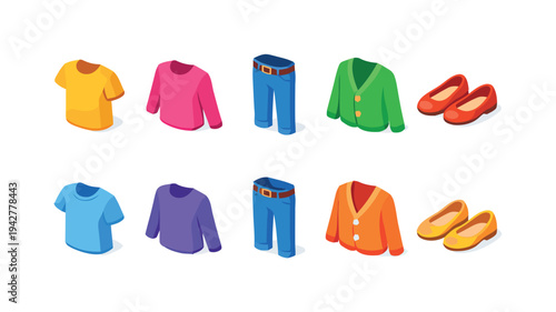 Casual outfits for men and women isolated isometric style icons
