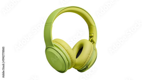 Vászonkép Isolated green headphones for listening to music or podcast in comfort or at hom