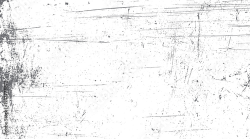 Gray distressed texture with scratches and speckles on white background. Abstract grunge overlay
