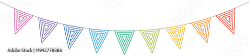 Bunting flags banner png. Carnival garland and birthday party decoration element.