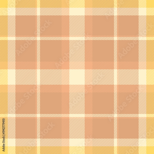 Free vector texture textile, wool plaid fabric tartan. Rag background pattern seamless check in orange and light colors.