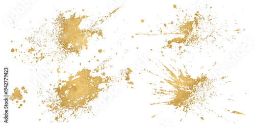Luxury golden grunge paint brush stroke set splash vector design. abstract gold foil stain artistic line element banner border frame background.