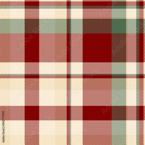 International fabric vector texture, twill check background textile. Figure tartan seamless pattern plaid in papaya whip and maroon colors.