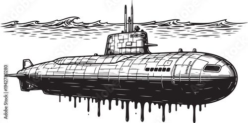 Military Submarine Vector Illustration