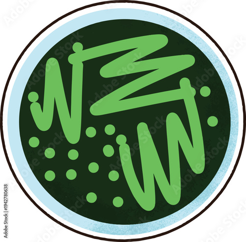 Green Metalic Bacterial Culture Laboratory Cute Simple Vector Illustration